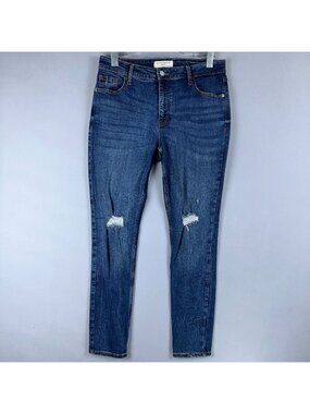 Nicole Premium Skinny Jeans Distressed Denim High Rise Womens Size 10  Blue